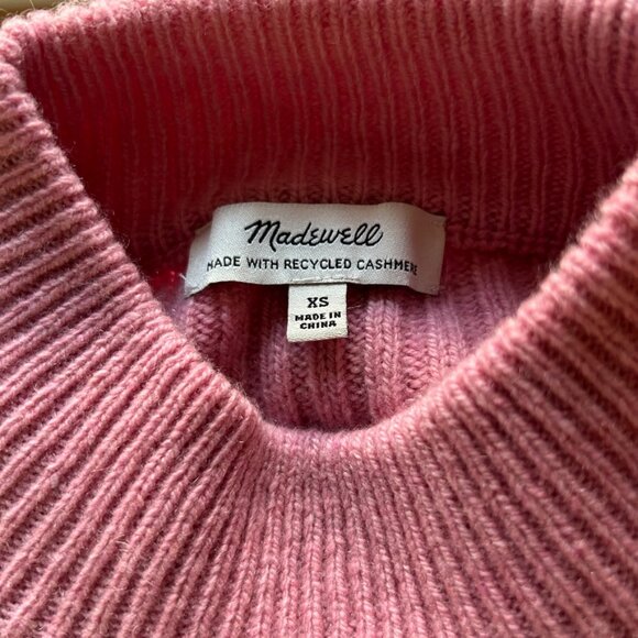 MADEWELL Recycled Cashmere Merino Wool Ribbed Mockneck Sweater Top Sz XS ~ NWOT - Picture 5 of 6